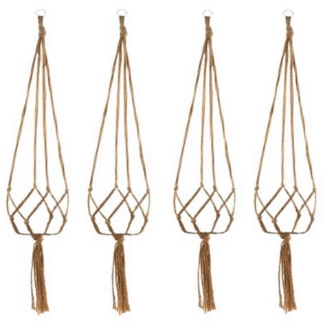 Panier suspendu manuel, pot de fleurs, sac en filet tressé, style vintage, 105 cm (1/5)