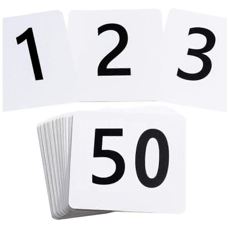 50 numéros de table de 1 à 50, 9,4 x 10,2 cm (3,7 x 4 pouces)