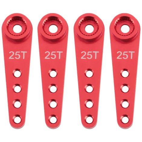 4 pièces 37 mm 25T Bras de servo de direction d'extension en métal, rouge--