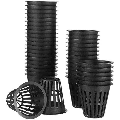 Lot de 60 paniers à plantes à large rebord et maille ajourée de 5 cm pour culture hydroponique (1/5)