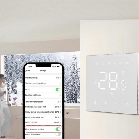 Contrôleur de température électrique pour chaudière à gaz 220 V 16 A, compatible Alexa, noir (1/5)