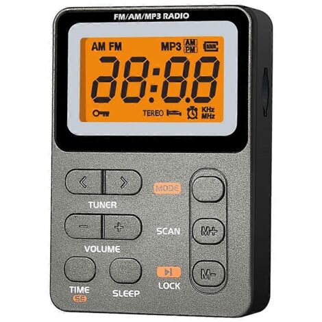 Radio de poche AM/FM à écran LED pour le sport et les activités de plein air - Gris (1/5)