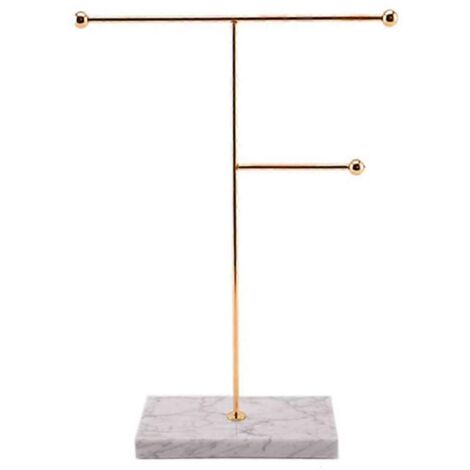 Socle en marbre en forme de T pour boucles d'oreilles, bagues, colliers, montres, étagère à bijoux B-- (1/5)