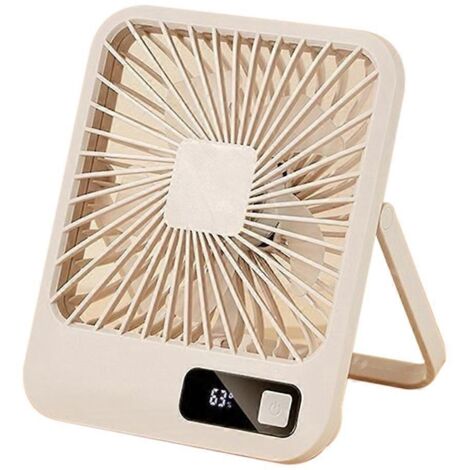 Ventilateur de bureau compact et multi-alimentation, modèle fin et rechargeable, couleur kaki. (1/5)