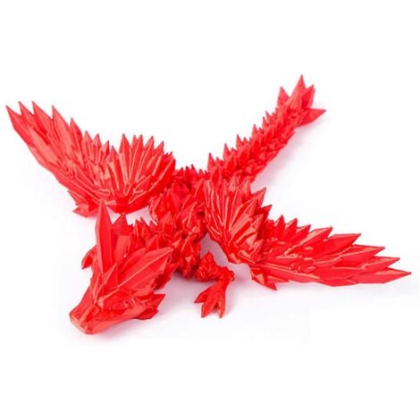 Figurine de dragon en cristal de pierre précieuse imprimée en 3D, rouge-- (1/5)