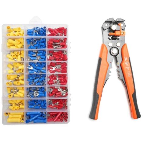 Ensemble d'outils de sertissage de fils, kit de connecteurs de câbles électriques assortis -- (1/5)