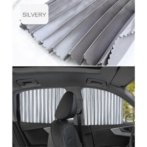 Pare-soleil argenté pour voiture, rideaux de voiture à rail magnétique rétractables automatiques-- (1/5)
