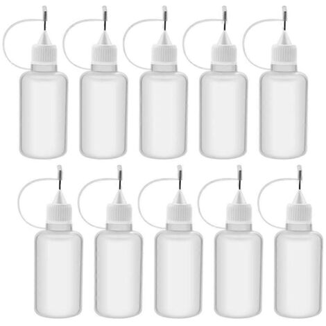 Lot de 10 flacons applicateurs à embout souple en plastique de 30 ml pour colle (bricolage)