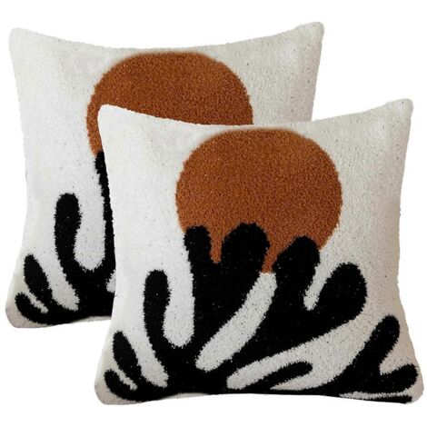 Lot de 2 housses de coussin décoratives rétro corail ultra douces en microfibre. (1/5)