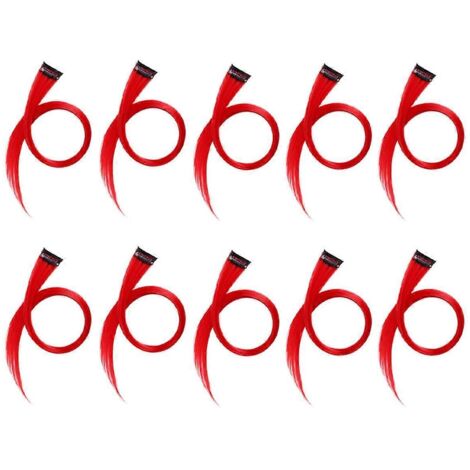 10 extensions de cheveux méchés rouges 3,2 x 55 cm (1/5)