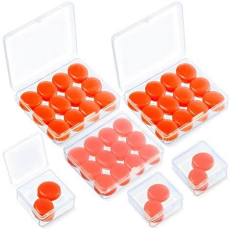 21 paires de bouchons d'oreilles réutilisables et modelables pour dormir, couleur orange. (1/5)