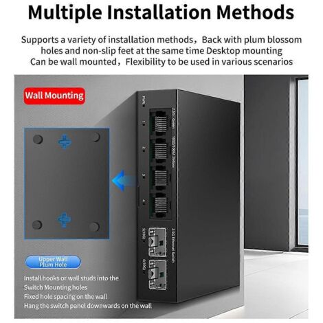 Commutateur 2,5 Gb 4 ports, commutateur réseau non géré 2,5G avec prise UE 2 ports-- (1/5)