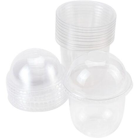100 coupes à dessert de 360 ml avec couvercles, coupes à pudding jetables (1/5)