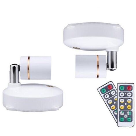 Spots lumineux sans fil à piles, appliques murales rotatives (lot de 2) -- (1/5)