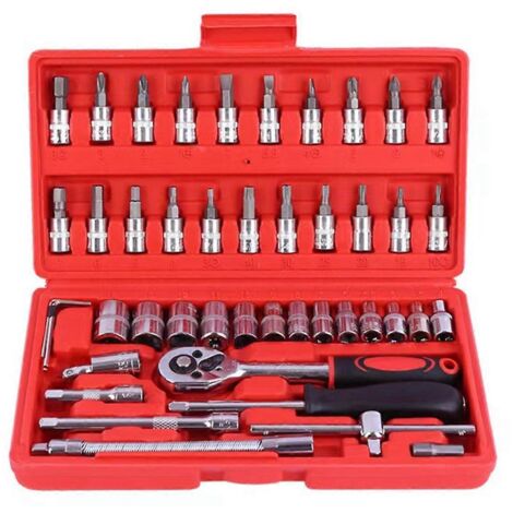 Kit de douilles 1/4 pouce avec cliquet à dégagement rapide, jeu de tournevis-- (1/5)