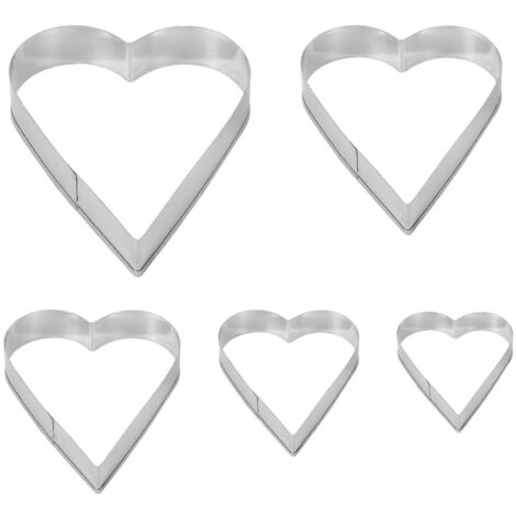 Lot de 5 emporte-pièces en acier inoxydable en forme de cœur pour la Saint-Valentin (1/5)