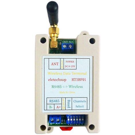Émetteur-récepteur sans fil RS485 avec commutateur DIP sur rail DIN 12 V/24 V
