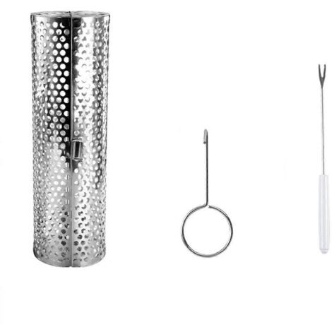 Panier à griller roulant ouvert pour barbecue, grand panier à griller tubulaire en filet -- (1/5)