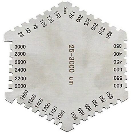 Jauge d'épaisseur à peigne hexagonal en acier inoxydable de haute précision pour film humide -- (1/5)