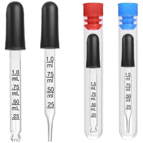 Lot de 4 compte-gouttes de 1 ml avec 4 flacons, compte-gouttes en verre gradués. (1/5)