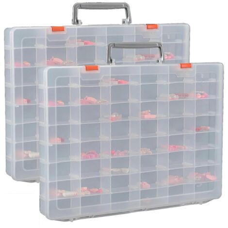 Lot de 2 grandes boîtes de rangement transparentes en plastique à 48 compartiments -- (1/5)
