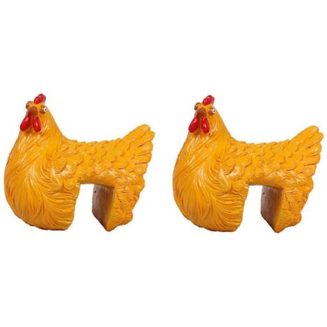 Statue de poulet amusante, art champêtre, décoration de jardin, jaune-- (1/5)