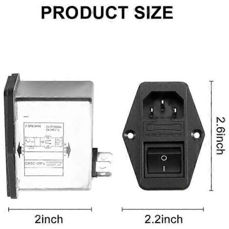 Bornes à souder IEC 320 C14 Filtre + Interrupteur de bateau + Porte-fusible (1/5)