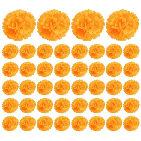 Fleurs de souci de 3,9 pouces, fleurs du Jour des Morts, 50 pièces pour la confection -- (1/5)