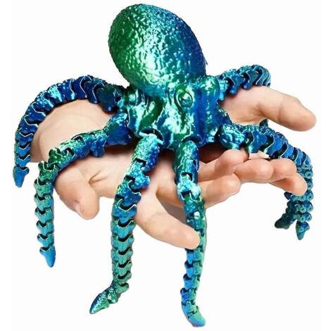 Figurine de pieuvre imprimée en 3D, jouet pour enfants, vert éclatant. (1/5)