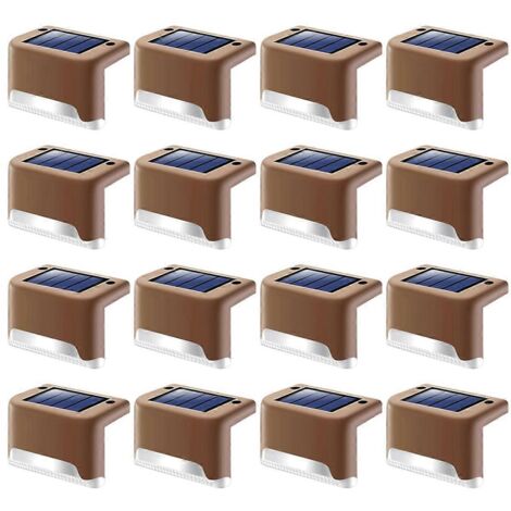 Lot de 16 lampes solaires pour poteaux de clôture, terrasse, piscine, escaliers et marches. (1/5)