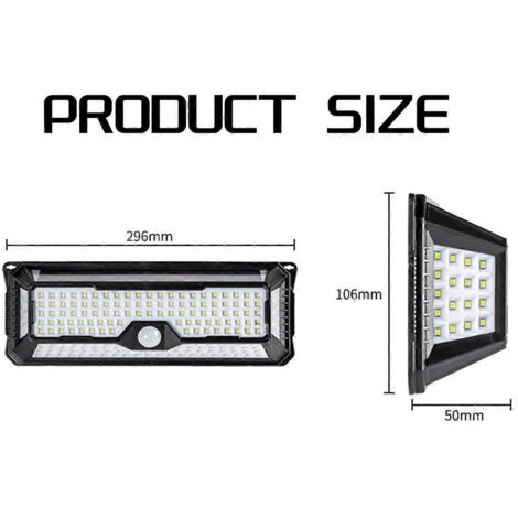 Lampes solaires d'extérieur, 4000 lm, 202 LED, détecteur de mouvement, grand angle 4 pouces (1/5)