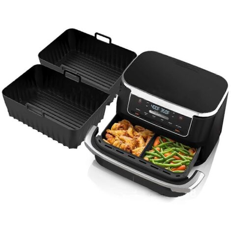 Lot de 2 doublures en silicone réutilisables pour friteuse à air double Ninja. (1/5)