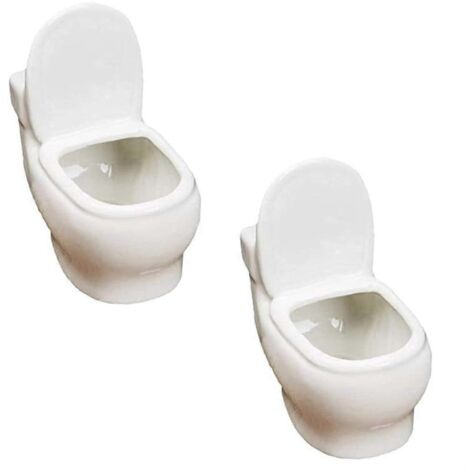 Lot de 2 pots de fleurs/pots à bonsaï/pots pour plantes succulentes blancs pour toilettes (1/5)