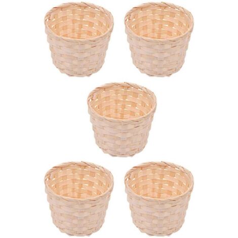 Lot de 5 mini paniers tressés sans anses pour loisirs créatifs et décoration (7,5 x 6 cm) (1/5)