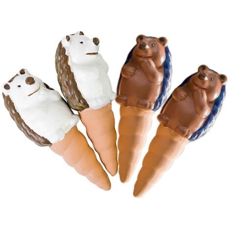 Lot de 4 piquets d'arrosage automatiques en forme de hérisson mignon, couleur terre cuite (1/5)