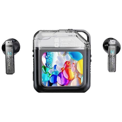 Écouteurs Bluetooth noirs avec écran tactile couleur LED (1/5)