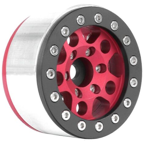 Roue métallique de 1,55 pouce à jante noire argentée pour voiture RC 1/10 (1/5)