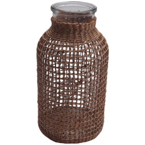 Vase en paille et verre, pot de fleurs japonais de style nordique -L-- (1/5)