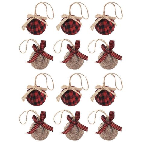 Décorations de sapin de Noël, 12 pièces de 6,35 cm (2-1/2 pouces), rouge et noir. (1/5)