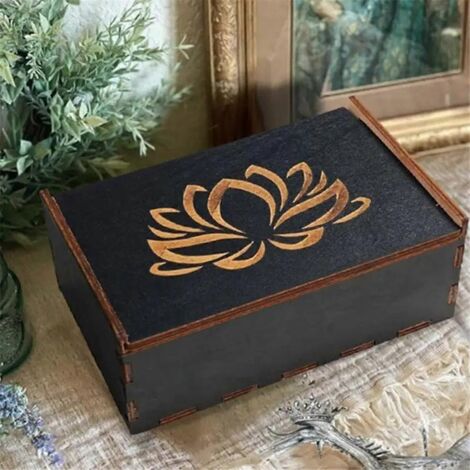 Étui à cartes de tarot, boîte à bijoux vintage en bois, boîte à bibelots E-- (1/5)