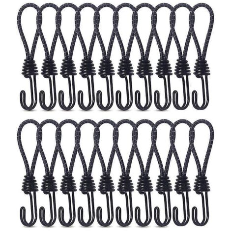 Cordon élastique pour tente, crochet pour bâche de camping extérieure, noir-- (1/5)