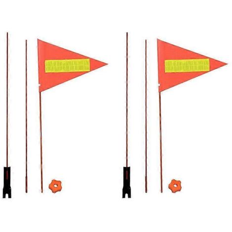 Lot de 2 drapeaux de sécurité pour vélo avec support de fixation pour poteau en fibre de verre --- (1/5)