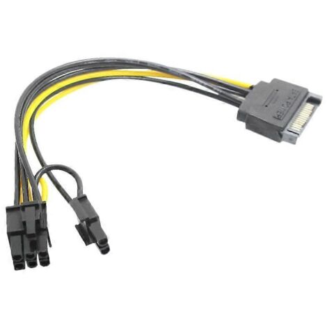 Câble d'alimentation SATA mâle 15 broches vers PCI-E 8 broches (6+2) pour carte graphique (1 pièce) (1/5)