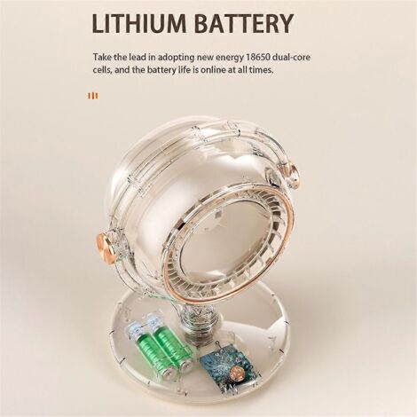 Ventilateur de bureau multifonction avec batterie au lithium haute capacité, gris-- (1/5)