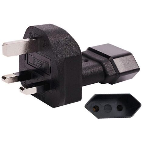 Adaptateur secteur mâle-femelle 3 broches vers UE 2 broches, noir (1/5)