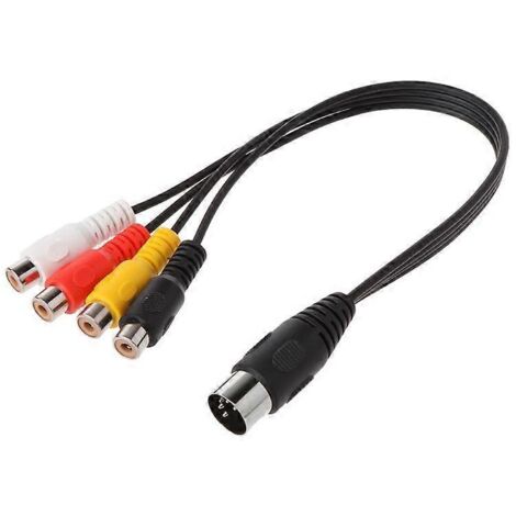 Câble audio de 30 cm avec prise DIN mâle 5 broches et 4 prises RCA femelles. (1/5)