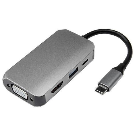 Station d'accueil d'extension 4 en 1, convertisseur de câble numérique, sortie compatible HDMI/DVI/VGA (1/5)