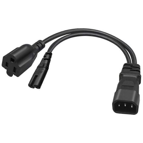 câble adaptateur répartiteur IEC C14 mâle vers C7 + 5-15R femelle (1/5)