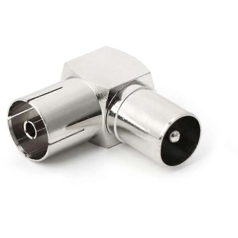 Adaptateur de câble d'antenne TV 90 : câble coaxial RF F femelle vers prise mâle TV femelle. (1/5)