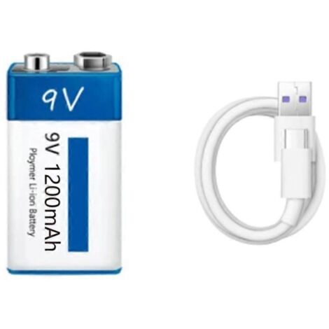 Batterie Li-ion rechargeable 9 V avec câble USB-C pour microphone et multimètre (1/5)